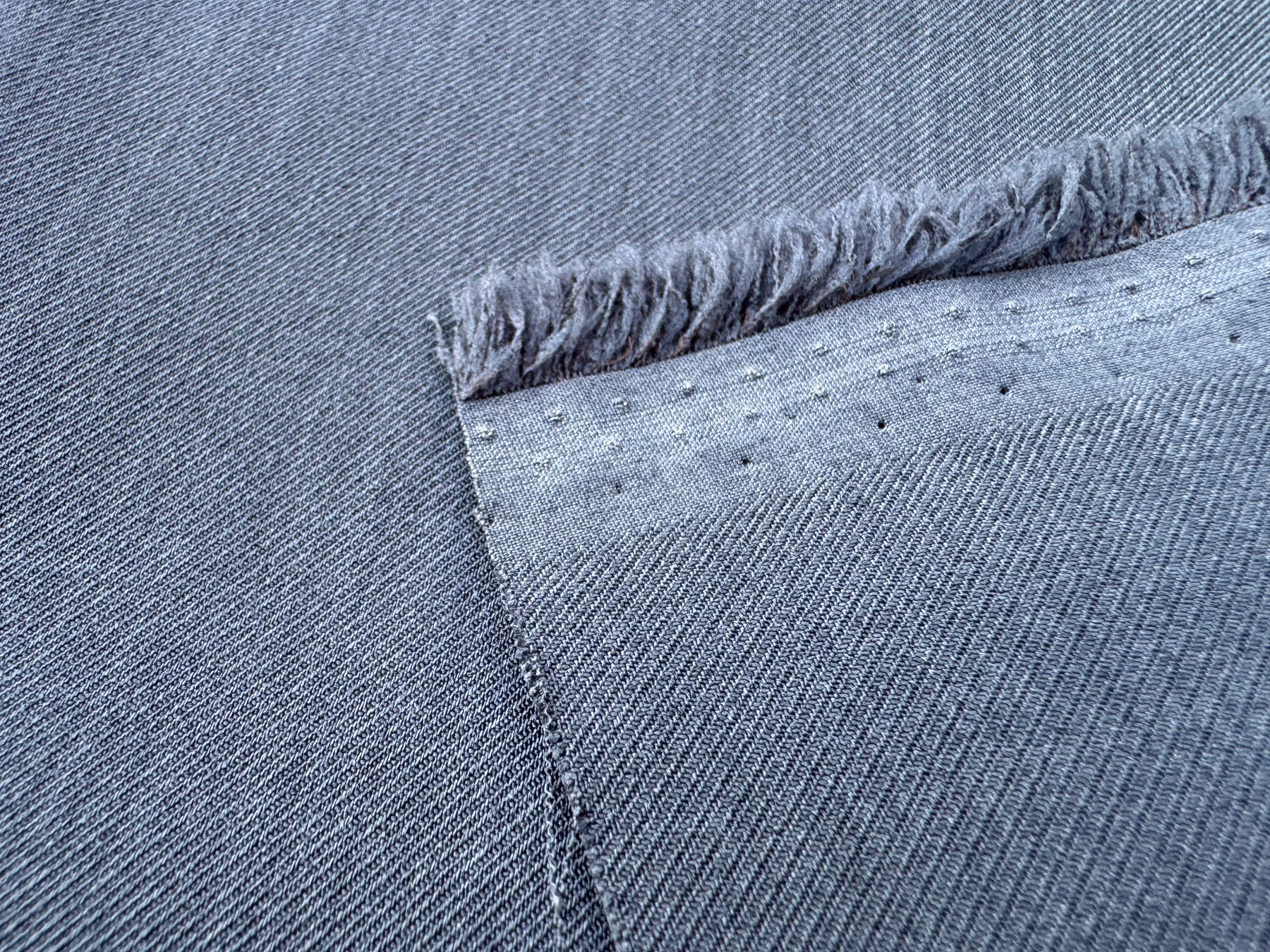 Charcoal Ribbed Stretch Twill detail 2