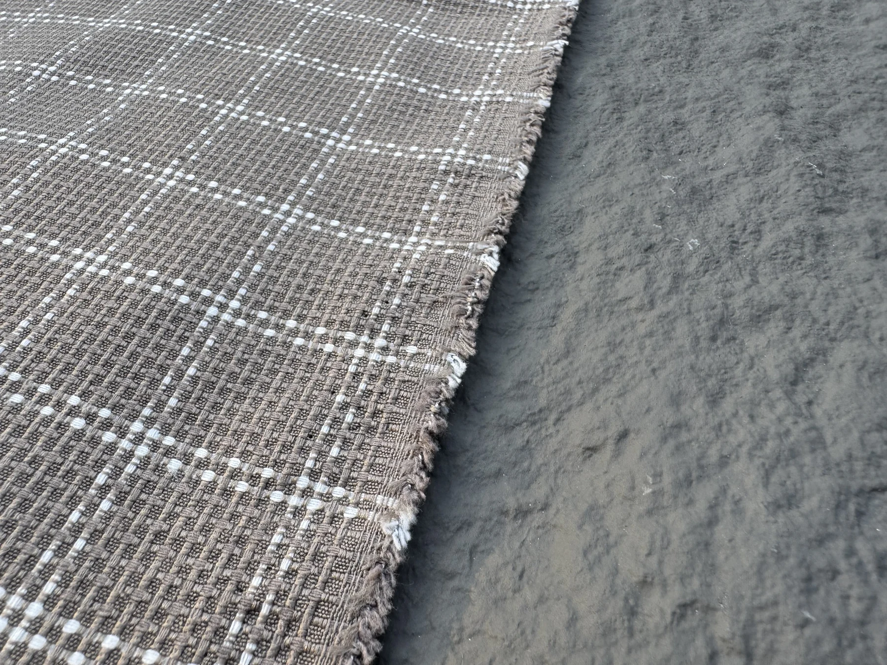 Taupe Windowpane Cotton Blend detail 3