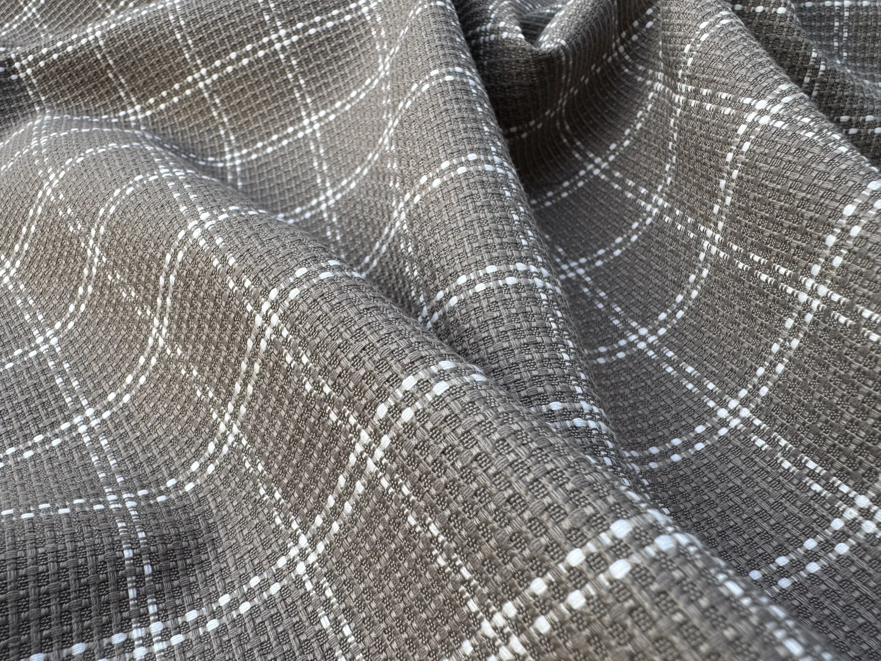 Taupe Windowpane Cotton Blend