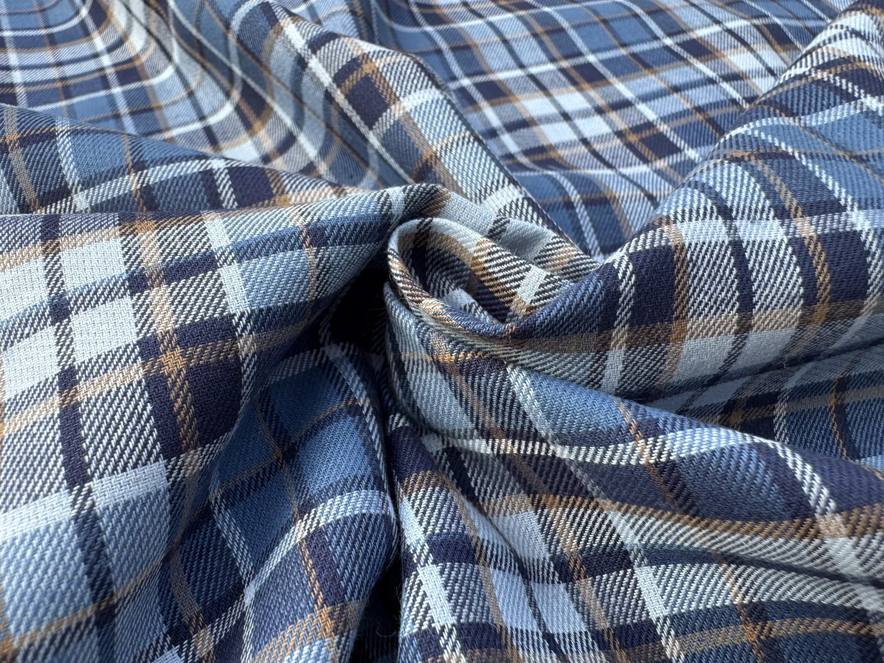 Blue Multi-Check Cotton fabric