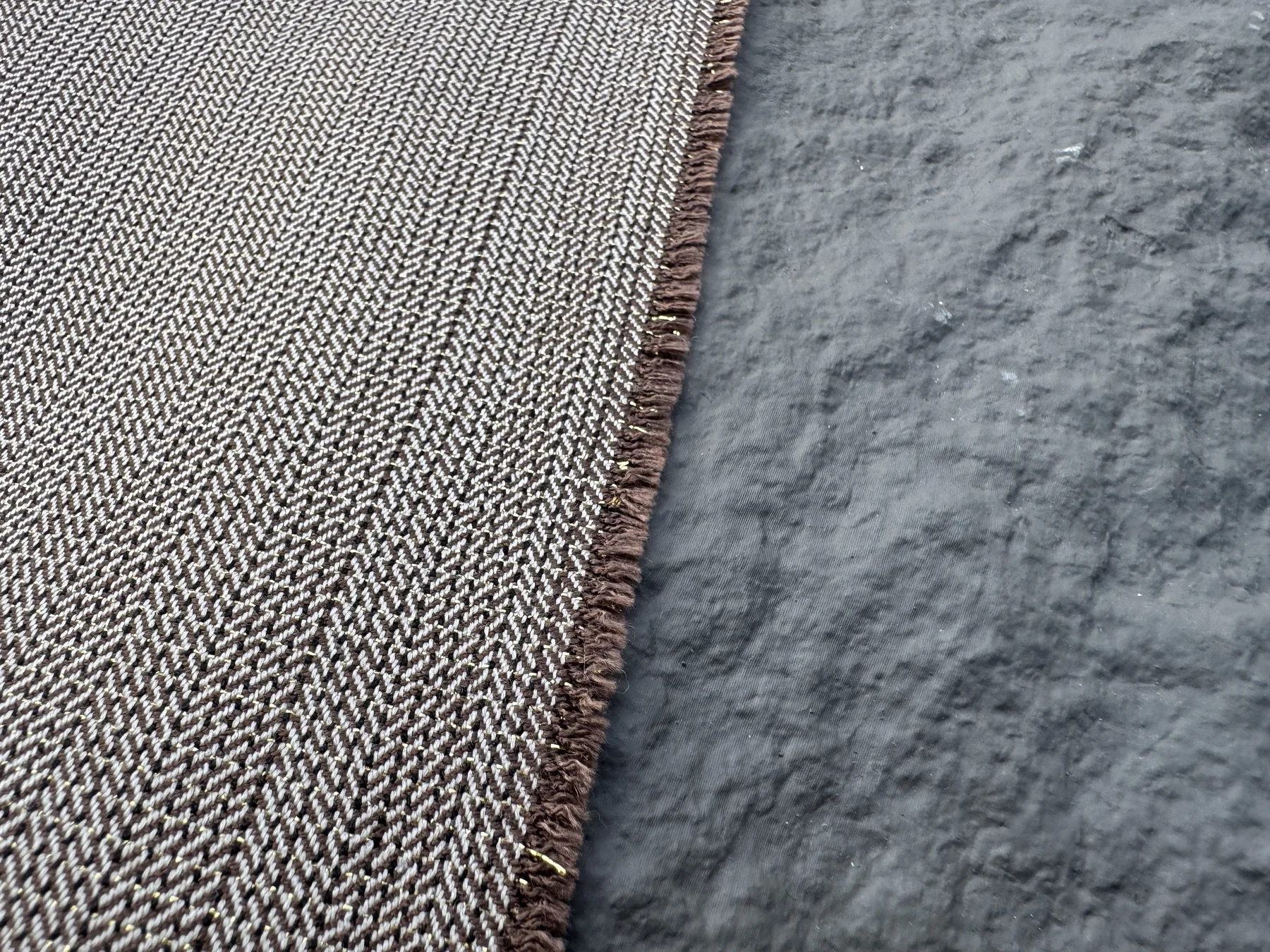 Brown Herringbone Stretch T/R detail 3