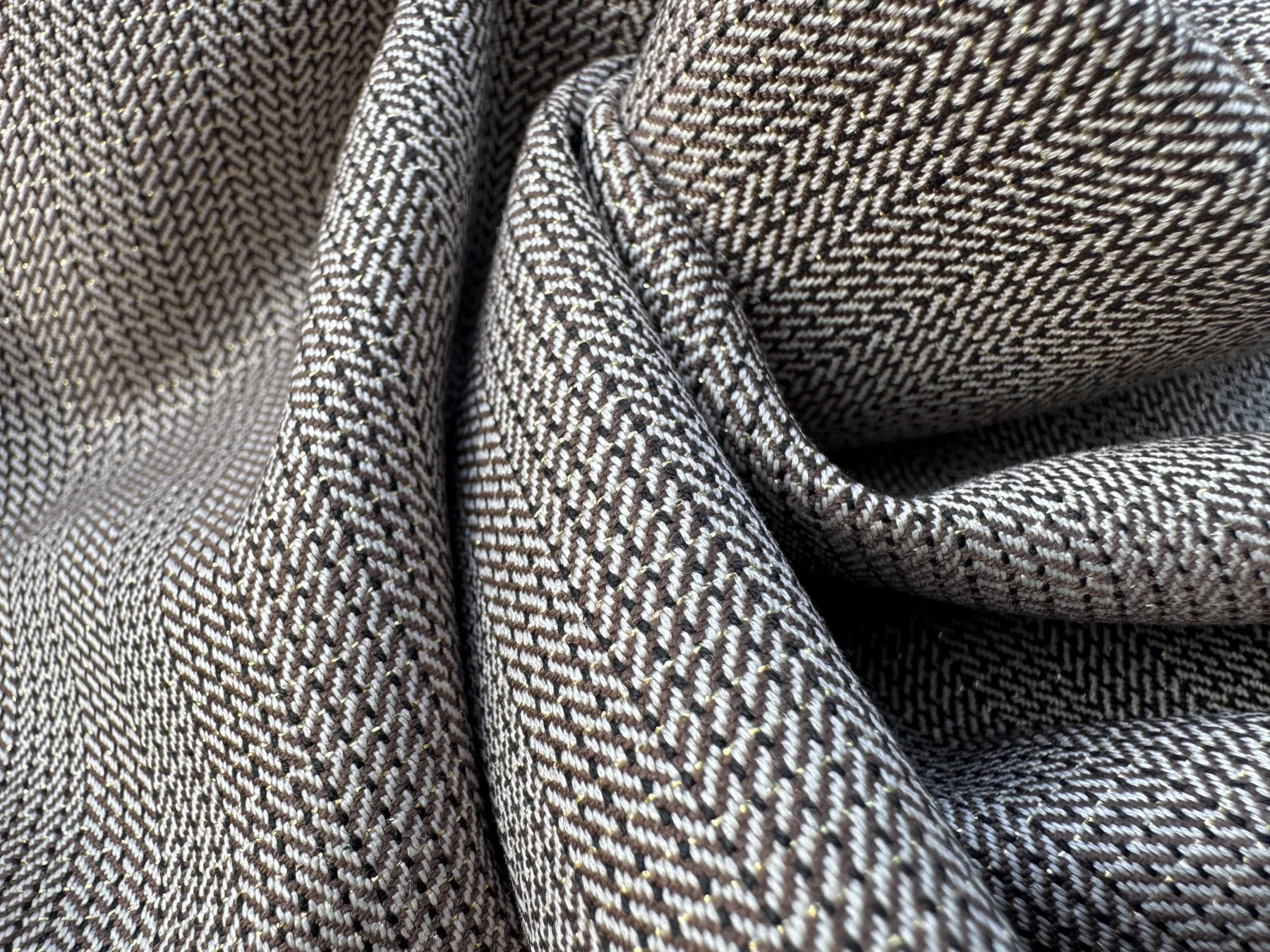 Brown Herringbone Stretch T/R fabric