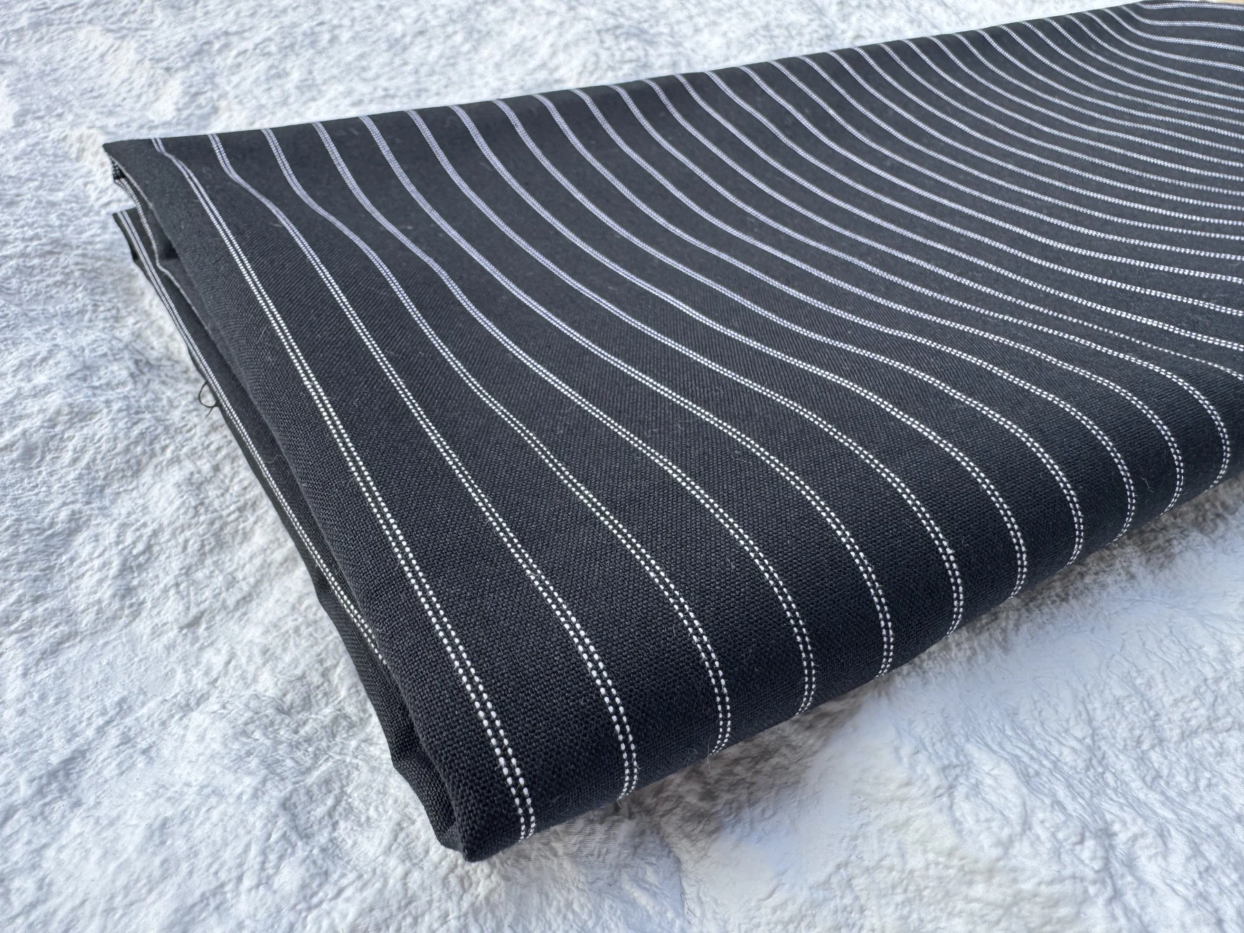 Charcoal Pinstripe Cotton Blend detail 1