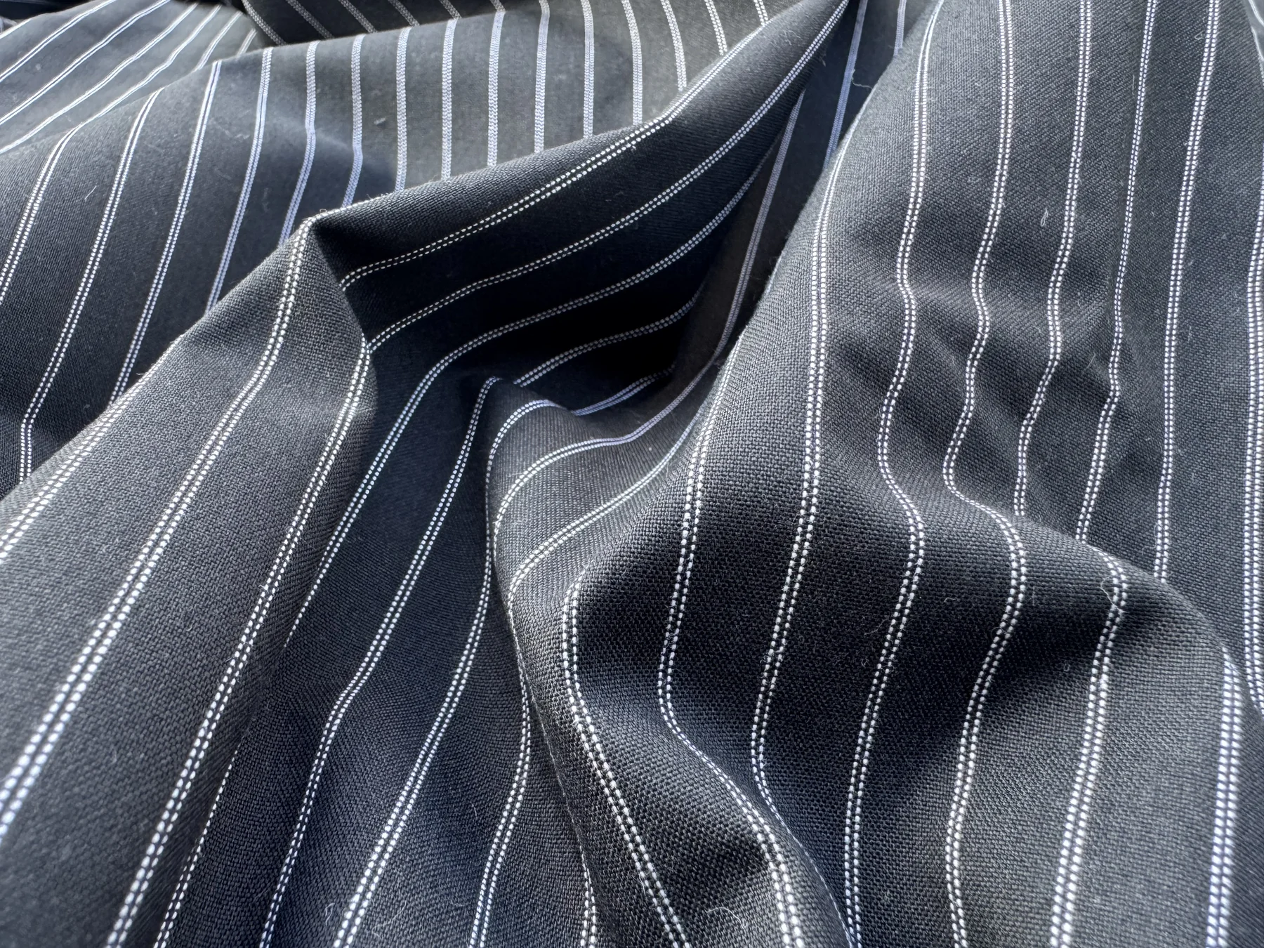 Charcoal Pinstripe Cotton Blend detail 2